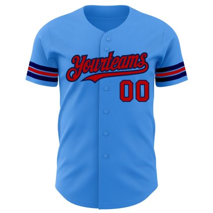 Personalized Electric Blue Red Navy Baseball Jersey for Men - Customizable Sports Apparel Personalized Electric Blue Red-Navy