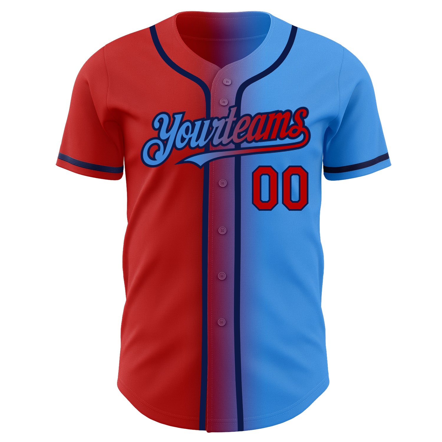 Personalized Electric Blue Red Navy Gradient Baseball Jersey Fashion Personalized Electric Blue Red-Navy Gradient Fashion - Image 2
