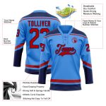 Custom Electric Blue Red-Navy Hockey Jersey with Personalized Name and Number - Lace Neck Team Apparel Personalized Electric