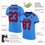 Customizable Electric Blue Red-Navy Mesh Football Jersey with Name and Number - Authentic Team Apparel Personalized Electric