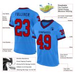 Custom Team Football Jersey - Personalized Electric Blue Red-Navy Mesh with Name and Number Personalized Electric Blue Red-Navy