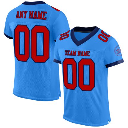 Personalized Electric Blue Red-Navy Football Jersey - Custom Mesh Athletic Apparel Personalized Electric Blue Red-Navy Mesh