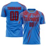 Custom Name and Number Soccer Jersey - Electric Blue Red-Navy Sublimation Team Uniform Personalized Electric Blue Red-Navy