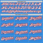 Custom Name and Number Electric Blue Red Pinstripe Softball Jersey Unisex Two-Button Design Personalized Electric Blue Red