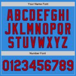 Custom Personalized Bomber Jacket with Electric Blue and Red-Royal Colors, Full-Snap Varsity Letterman Style, Team Name & Number