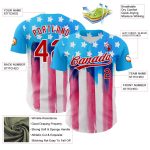 Custom American Flag Baseball Jersey - Personalized Electric Blue Red-White 3D Design with Name & Number Personalized Electric