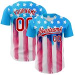 Personalized 3D American Flag Baseball Jersey - Electric Blue Red-White Patriotic Apparel Personalized Electric Blue Red-White
