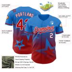 Personalized 3D Gradient Twinkle Star Baseball Jersey in Electric Blue Red-White Personalized Electric Blue Red-White 3D