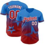 Personalized 3D Gradient Twinkle Star Baseball Jersey in Electric Blue Red-White Personalized Electric Blue Red-White 3D