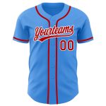 Customizable Authentic Baseball Jersey - Electric Blue Red-White with Personalized Name and Number Personalized Electric