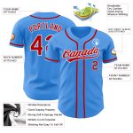 Customizable Authentic Baseball Jersey - Electric Blue Red-White with Personalized Name and Number Personalized Electric