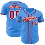 Customizable Authentic Baseball Jersey - Electric Blue Red-White with Personalized Name and Number Personalized Electric