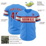 Personalized Electric Blue Red White Baseball Jersey - Authentic Team Apparel Personalized Electric Blue Red-White Authentic