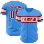 Personalized Electric Blue Red White Baseball Jersey for Men & Women Personalized Electric Blue Red-White Baseball Jersey