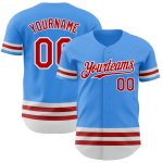 Custom Name and Number Authentic Baseball Jersey - Personalized Electric Blue Red-White Line Design Personalized Electric