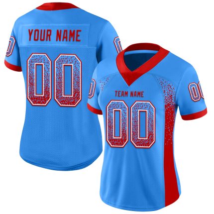 Custom Electric Blue Red White Drift Fashion Football Jersey Personalized Electric Blue Red-White Mesh Drift Fashion Football