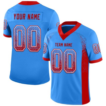 Custom Electric Blue Red White Drift Fashion Football Jersey Personalized Electric Blue Red-White Mesh Drift Fashion Football