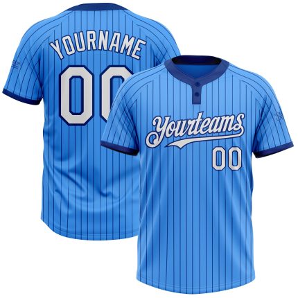 Custom Electric Blue Royal Pinstripe Softball Jersey Unisex Two-Button Personalized Name & Number Personalized Electric Blue