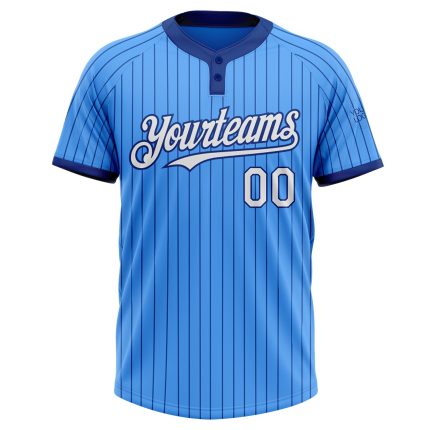 Custom Electric Blue Royal Pinstripe Softball Jersey Unisex Two-Button Personalized Name & Number Personalized Electric Blue