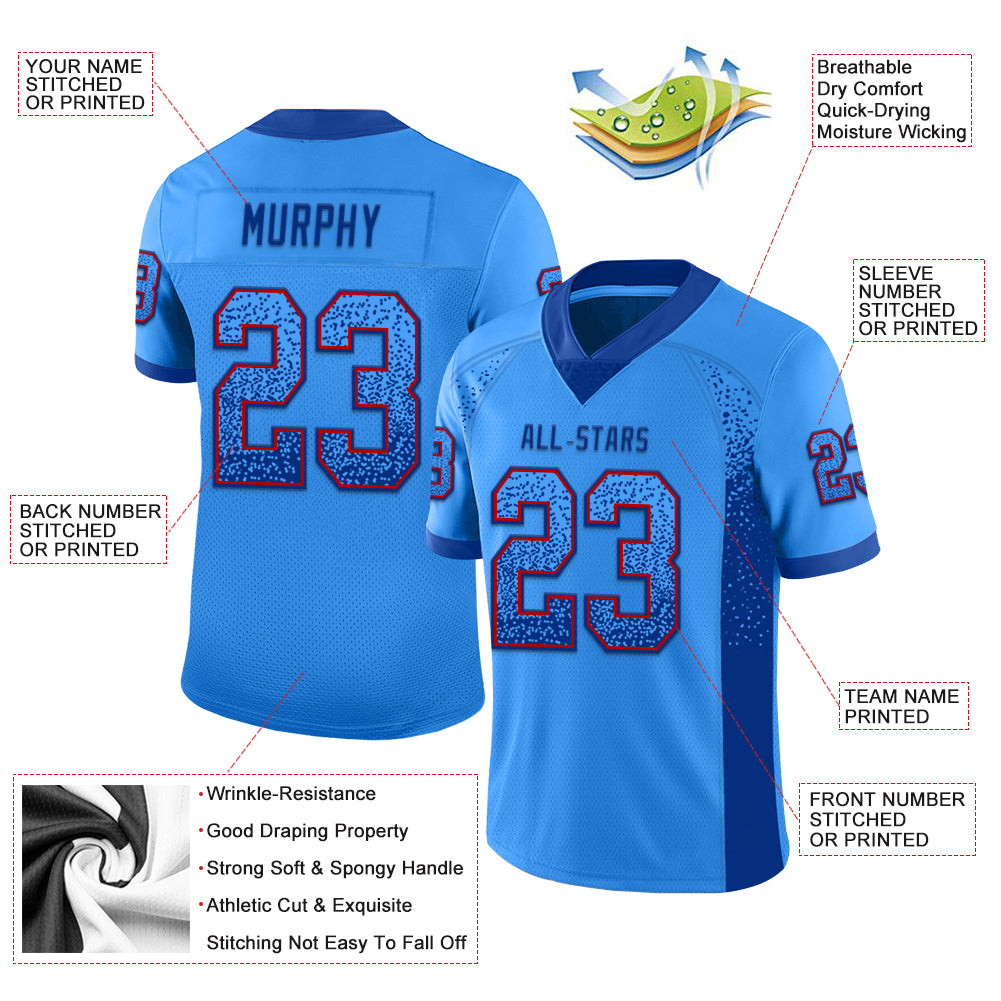 Personalized Electric Blue Royal Red Drift Fashion Football Jersey Personalized Electric Blue Royal-Red Mesh Drift Fashion - Image 3