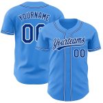 Custom Electric Blue Royal-White Baseball Jersey with Personalized Name and Number - Authentic Team Apparel Personalized