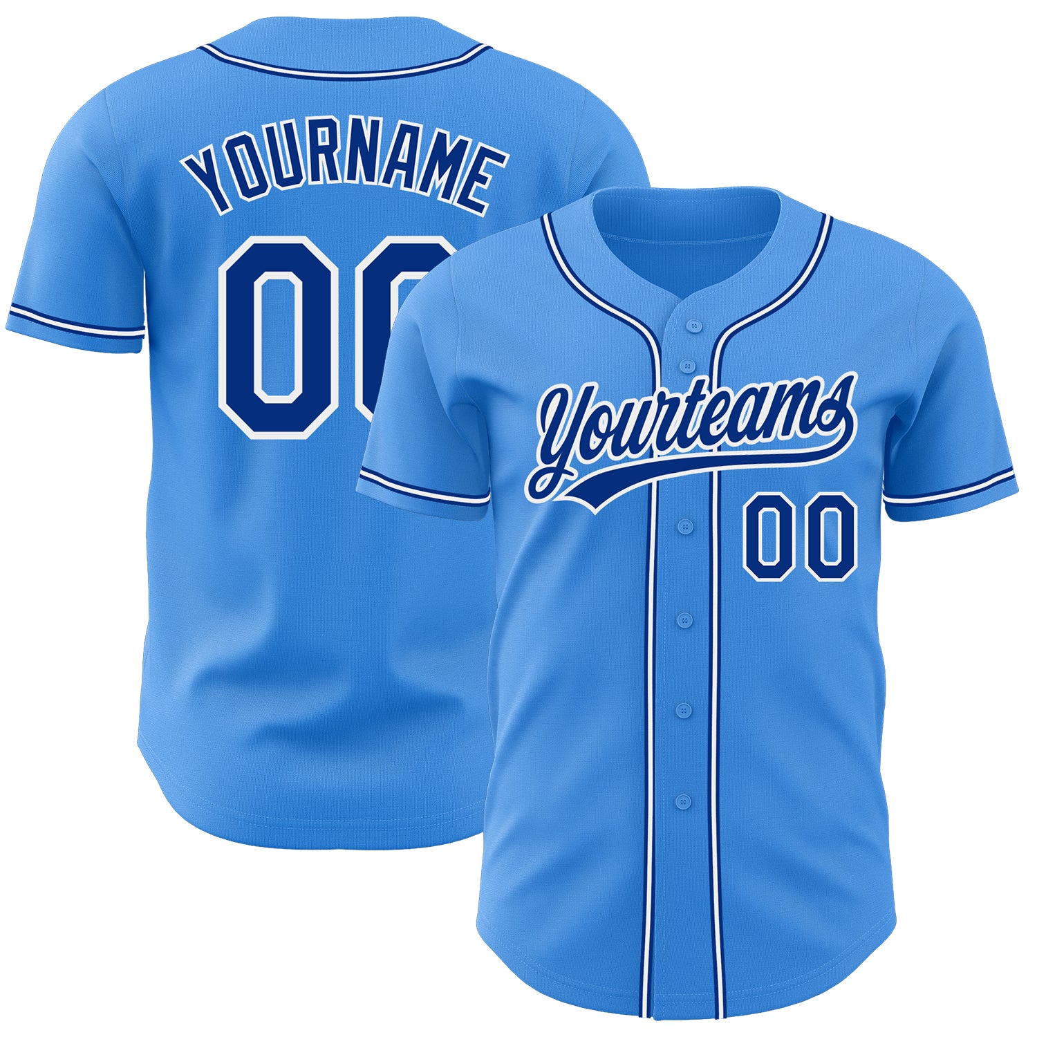 Custom Electric Blue Royal-White Baseball Jersey with Personalized Name and Number - Authentic Team Apparel Personalized