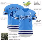 Electric Blue Personalized Baseball Jersey with Royal-White Lines Personalized Electric Blue Royal-White Line Baseball Jersey