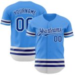 Electric Blue Personalized Baseball Jersey with Royal-White Lines Personalized Electric Blue Royal-White Line Baseball Jersey