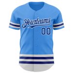 Electric Blue Personalized Baseball Jersey with Royal-White Lines Personalized Electric Blue Royal-White Line Baseball Jersey