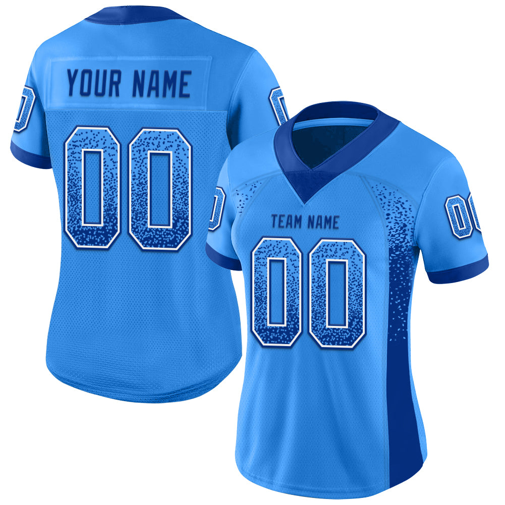 Electric Blue Royal-White Personalized Mesh Drift Football Jersey for Fashion Fans Personalized Electric Blue Royal-White - Image 2