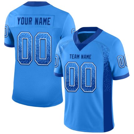Custom Electric Blue White Drift Football Jersey with Personalized Name and Number - Team Apparel Personalized Electric Blue
