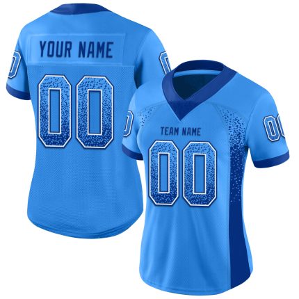 Custom Electric Blue White Drift Football Jersey with Personalized Name and Number - Team Apparel Personalized Electric Blue