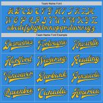Electric Blue Royal Yellow Varsity Bomber Jacket Personalized Full-Snap Letterman Personalized Electric Blue Royal-Yellow