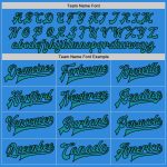 Custom Electric Blue Teal Black Bomber Varsity Jacket Full-Snap Letterman Personalized Electric Blue Teal-Black Bomber Full-Snap