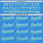 Personalized Electric Blue Teal White Varsity Letterman Bomber Jacket Full-Snap Personalized Electric Blue Teal-White Bomber