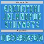 Personalized Electric Blue Teal White Varsity Letterman Bomber Jacket Full-Snap Personalized Electric Blue Teal-White Bomber