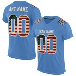 Personalized Electric Blue Vintage USA Flag Cream Mesh Football Jersey Personalized Electric Blue Vintage USA Flag-City Cream