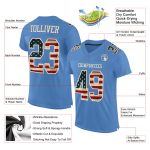 Personalized Electric Blue Vintage USA Flag Cream Mesh Football Jersey Personalized Electric Blue Vintage USA Flag-City Cream