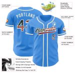 Personalized Electric Blue Vintage USA Flag Baseball Jersey - Cream Color, Custom Sports Apparel Personalized Electric Blue