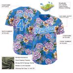 Personalized 3D Big Flower Baseball Jersey in Electric Blue & White - Northeast China Design Personalized Electric Blue White