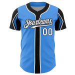 Personalized Electric Blue and Black Baseball Jersey - 3 Color Options, Stylish Arm Shapes Personalized Electric Blue White-Black
