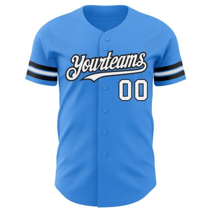Personalized Electric Blue Baseball Jersey - Authentic White and Black Design Personalized Electric Blue White-Black Authentic
