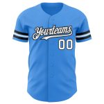 Personalized Electric Blue White and Black Baseball Jersey for Men and Women Personalized Electric Blue White-Black Baseball