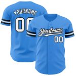 Personalized Electric Blue White and Black Baseball Jersey for Men and Women Personalized Electric Blue White-Black Baseball