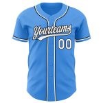Personalized Electric Blue White and Black Baseball Jersey for Men and Women Personalized Electric Blue White-Black Baseball