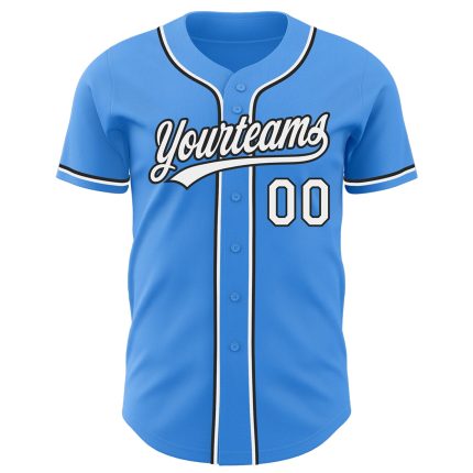 Personalized Electric Blue White and Black Baseball Jersey for Men and Women Personalized Electric Blue White-Black Baseball