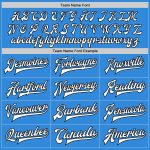 Personalized Electric Blue Two Tone Varsity Letterman Bomber Jacket - Full-Snap White and Black Personalized Electric Blue