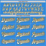 Electric Blue Black Gold Personalized Varsity Letterman Bomber Jacket Full-Snap Personalized Electric Blue White Black-Gold
