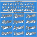 Custom Varsity Letterman Jacket with Team Name & Number - Electric Blue White Black-Gray Full-Snap Bomber Personalized Electric