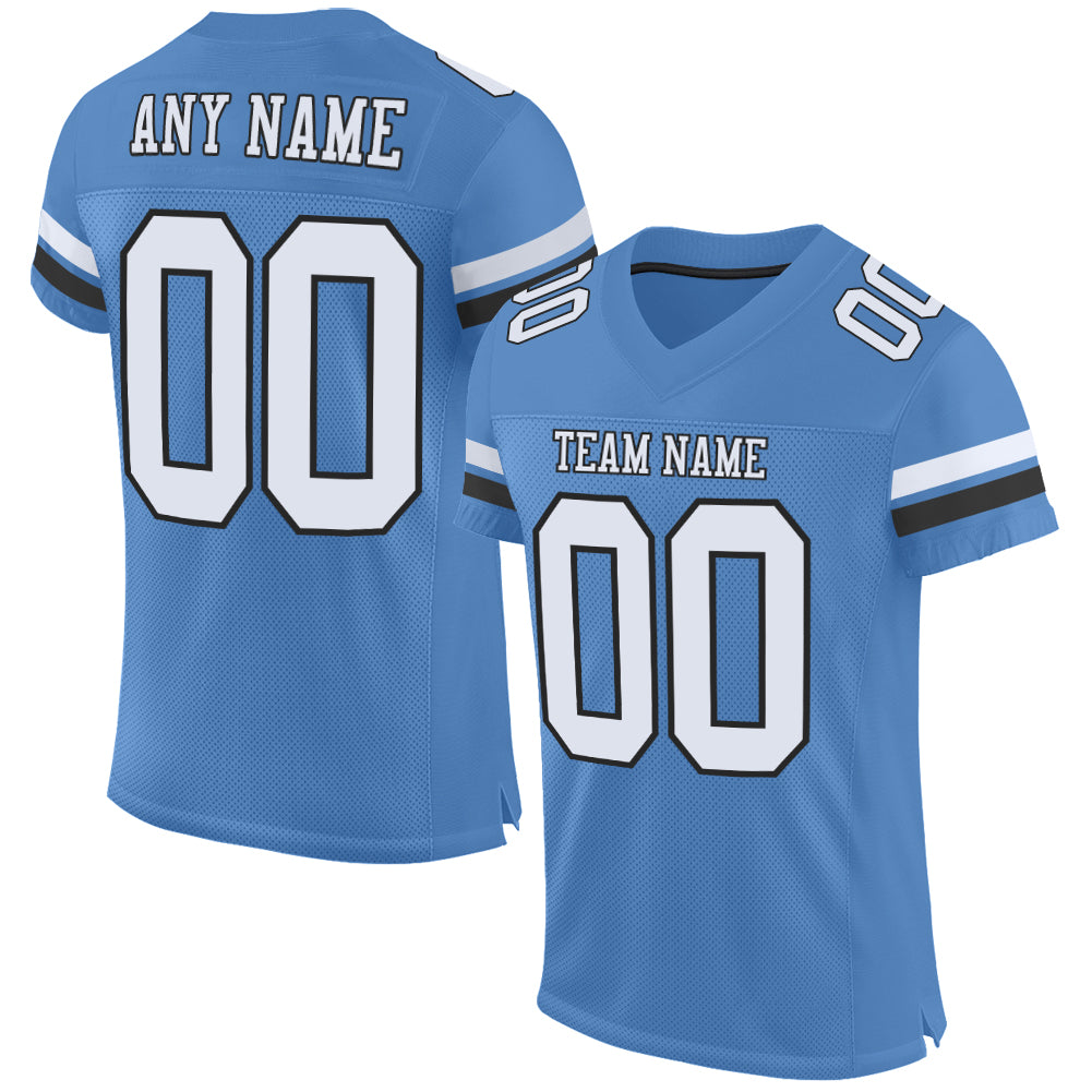 Custom Team Football Jersey with Personalized Name and Number - Electric Blue White-Black Mesh Authentic Personalized Electric